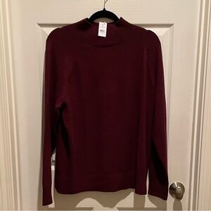 NWT - LOFT Mock Neck Sweater in Wine; sz XL